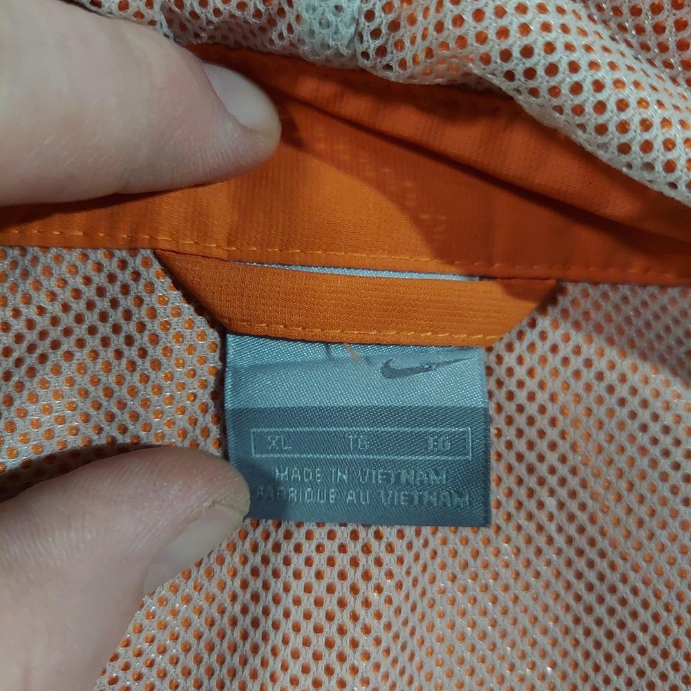 Vintage Nike Jacket Mens XL Orange Hooded Windbreaker Full‎ Zip Lightweight Logo - Picture 6 of 9